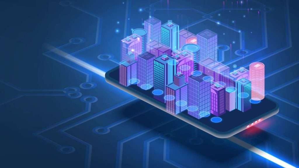 smart city with commercial buildings