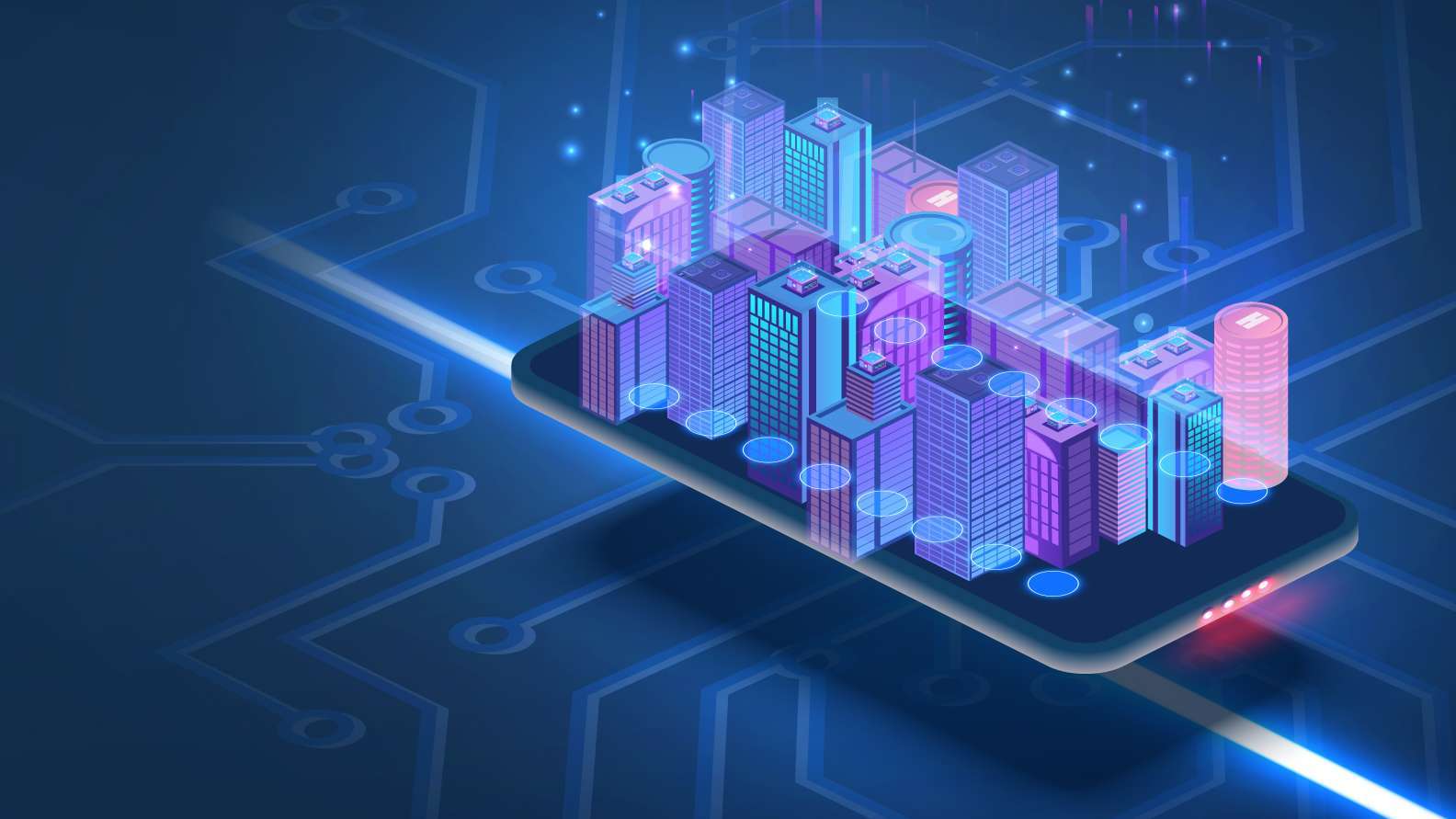 smart city with commercial buildings