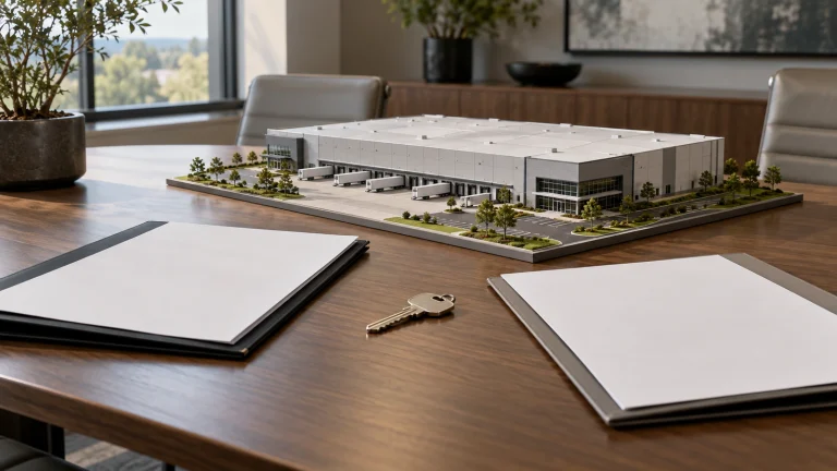 Distribution facility model, two blank transaction folders, and a key prepared for sale-leaseback underwriting